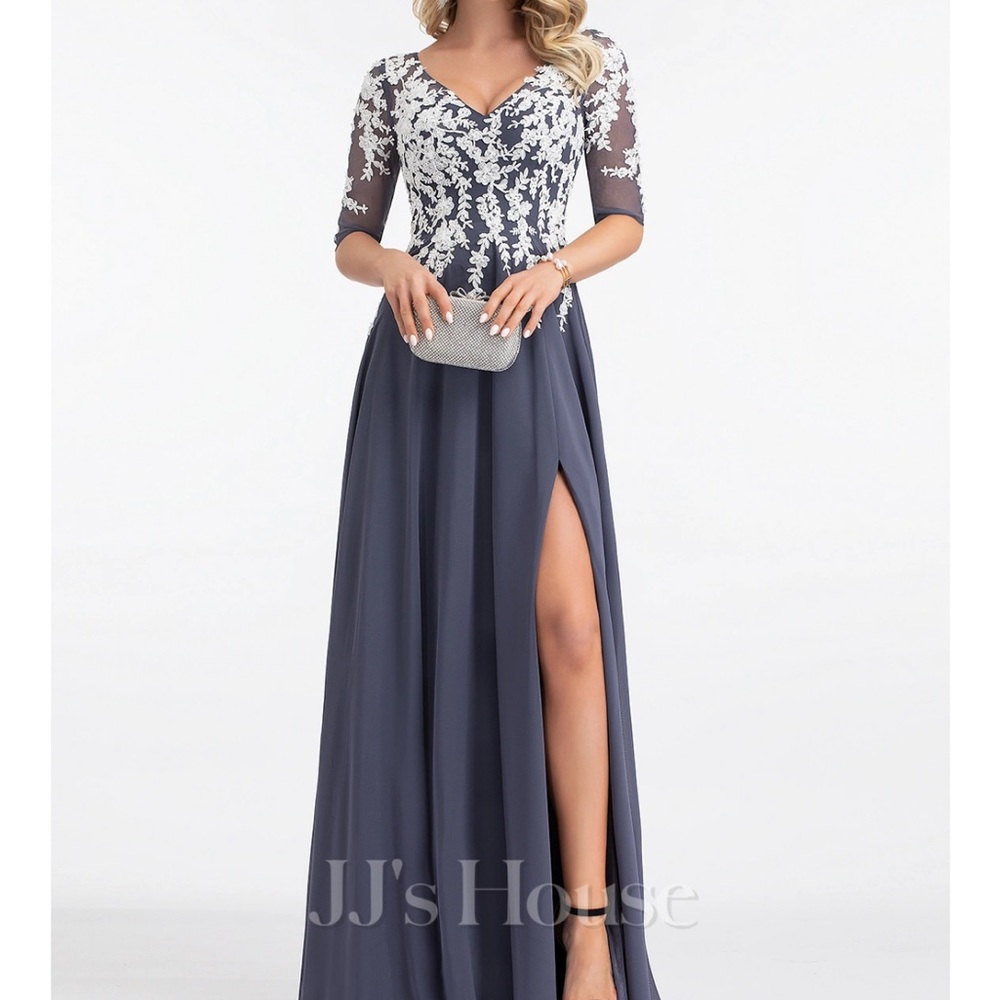 JJ’s House women’s gown, size 12, stormy blue, worn once.